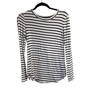 Old Navy Luxe Black & White Striped Long Sleeve Shirt Womens Size Small